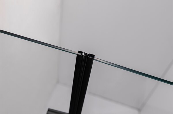 BPS-koupelny Zalamovací otočné sprchové dveře HYD-JSD01 120 - ROZBALENO - černá/transparent pro instalaci do niky - bez vaničky