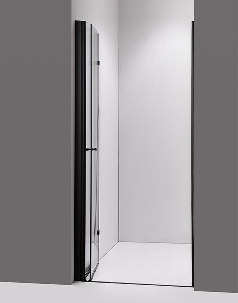 BPS-koupelny Zalamovací otočné sprchové dveře HYD-JSD01 120 - ROZBALENO - černá/transparent pro instalaci do niky - bez vaničky