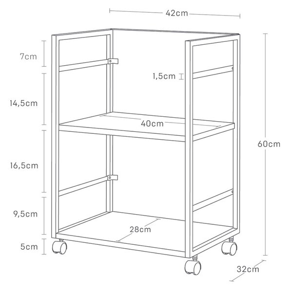 Černý kovový pojízdný regál 42x60 cm Tower – YAMAZAKI