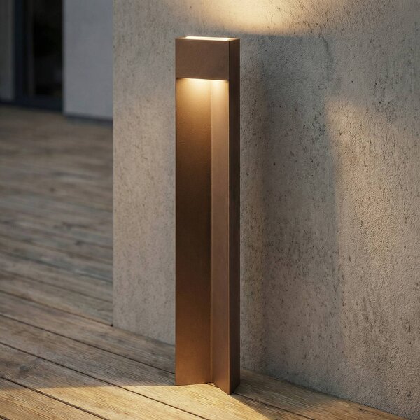 Lucande LED osvětlení cesty Kaholo, hnědé, 90 cm, IP44, Hnědá / rez, Hliník, Moderní