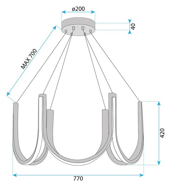 Toolight Toolight, LED závěsné svítidlo 77cm, 75W, 4000K, 4000lm, APP1749-CP, zlatá lesklá, OSW-06064