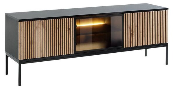 Stolek pod televizi RHOME - dub wotan / černý grafit + LED osvětlení ZDARMA