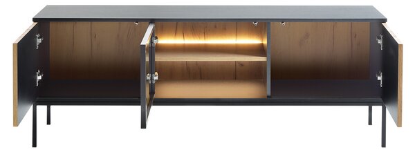Stolek pod televizi RHOME - dub wotan / černý grafit + LED osvětlení ZDARMA