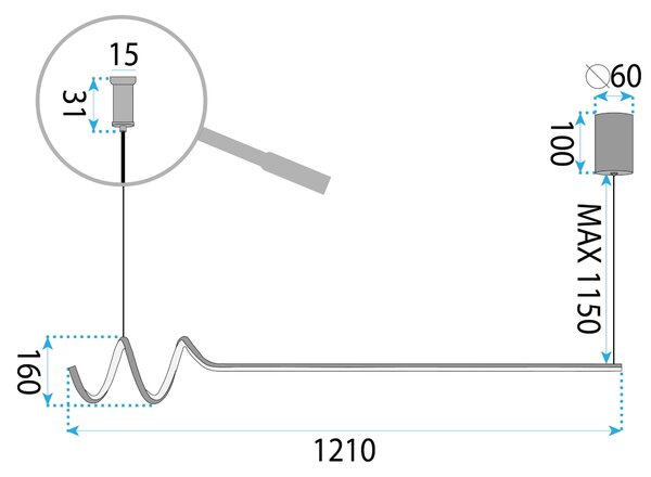 Toolight Závěsné LED osvětlení Modern D8 LHJ030-CP 120cm černé