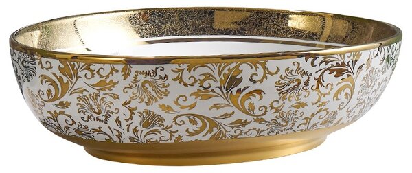 BPS-koupelny Keramické umyvadlo na desku HYD-KI-WH-MOD6-500 50x37 cm, bílé/zlaté
