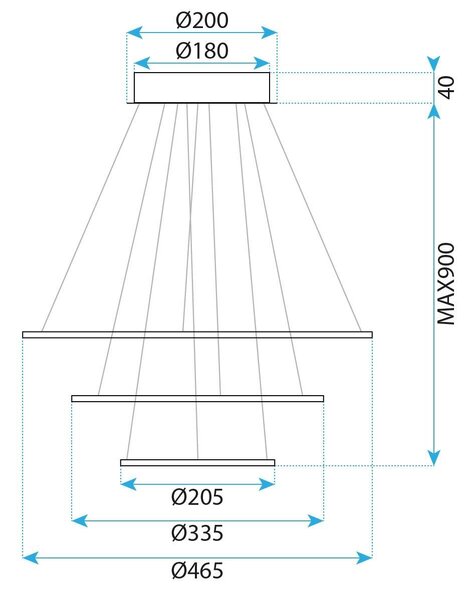 Toolight Toolight, LED stropní svítidlo 46cm, 100W, LED G041-3CP, zlatá matná, OSW-06308