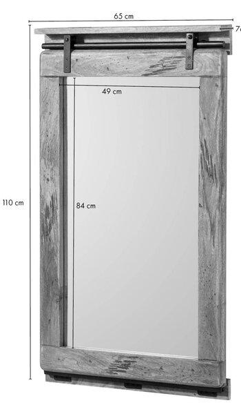 IRON Zrcadlo Mango 65x6x110 přírodní, lakované