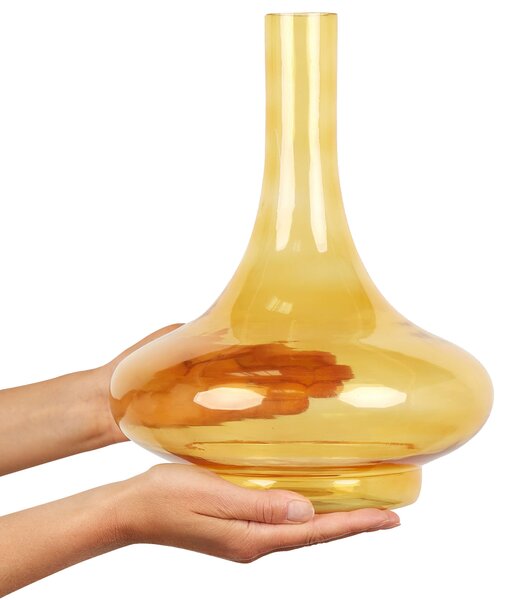 Dekorativní váza PANEER Sklo 30 cm Žlutá