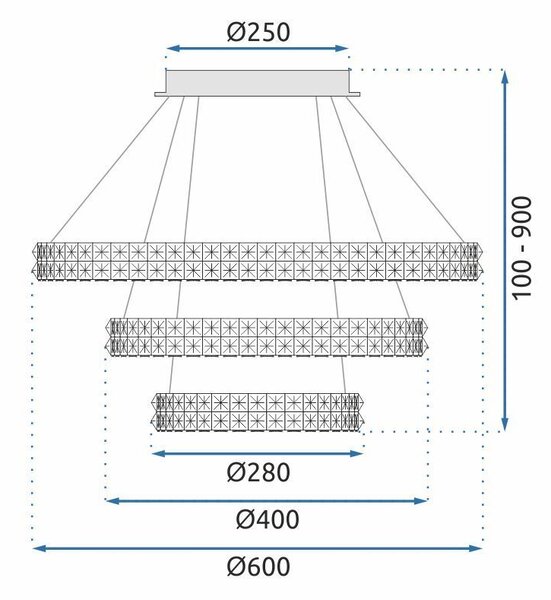 Toolight Toolight, LED stropní svítidlo 60cm, 76W, 4000K, MS008-CP, chromová, OSW-09618