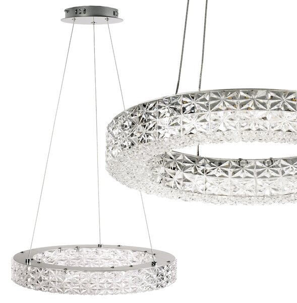 Toolight Toolight, LED stropní křišťálové svítidlo 40cm, 24W, 4000K, MS004-CP, chromová, OSW-09614