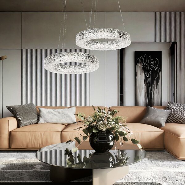 Toolight Toolight, LED stropní křišťálové svítidlo 40cm, 24W, 4000K, MS004-CP, chromová, OSW-09614