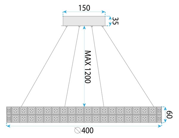 Toolight Toolight, LED stropní křišťálové svítidlo 40cm, 24W, 4000K, MS004-CP, chromová, OSW-09614