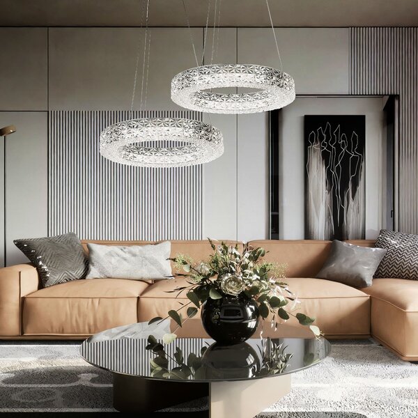 Toolight Toolight, LED stropní křišťálové svítidlo 40cm, 24W, 4000K, MS004-CP, chromová, OSW-09614