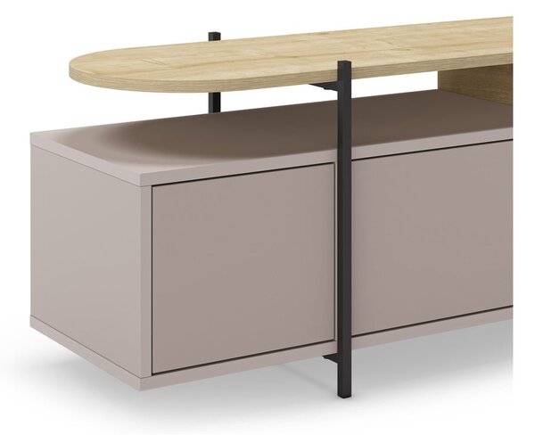 Šedo-béžový TV stolek v dekoru dubu 160x48 cm Hinoa – Marckeric
