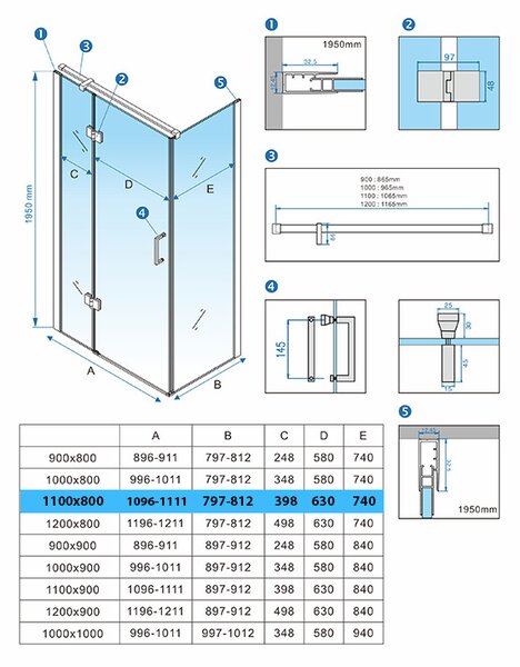 BPS-koupelny Obdélníkový sprchový kout KZ02C WH 110x80 chrom/transparent + vanička ST03B bílá