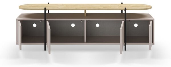 Šedo-béžový TV stolek v dekoru dubu 160x48 cm Hinoa – Marckeric