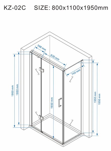 BPS-koupelny Obdélníkový sprchový kout KZ02C WH 110x80 chrom/transparent + vanička ST03B bílá