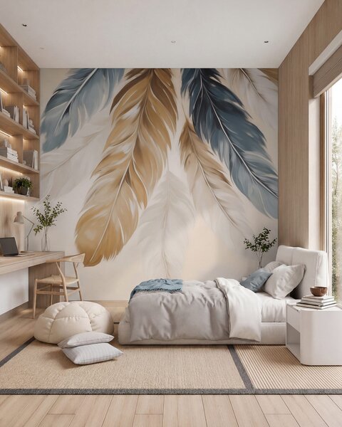 Fototapety Abstraktní peří, imitace malby, Fototapety peří, w05845 : uwalls.cz
