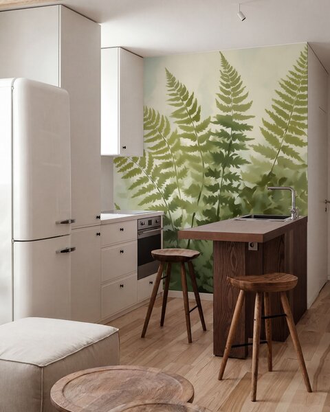 Fototapety Abstraktní stylizované listy kapradiny, imitace malby, Fototapety příroda, Fototapety listy, w05852 : uwalls.cz