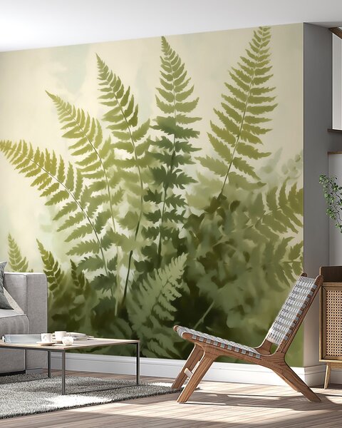 Fototapety Abstraktní stylizované listy kapradiny, imitace malby, Fototapety příroda, Fototapety listy, w05852 : uwalls.cz
