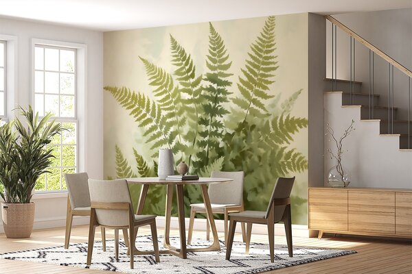 Fototapety Abstraktní stylizované listy kapradiny, imitace malby, Fototapety příroda, Fototapety listy, w05852 : uwalls.cz