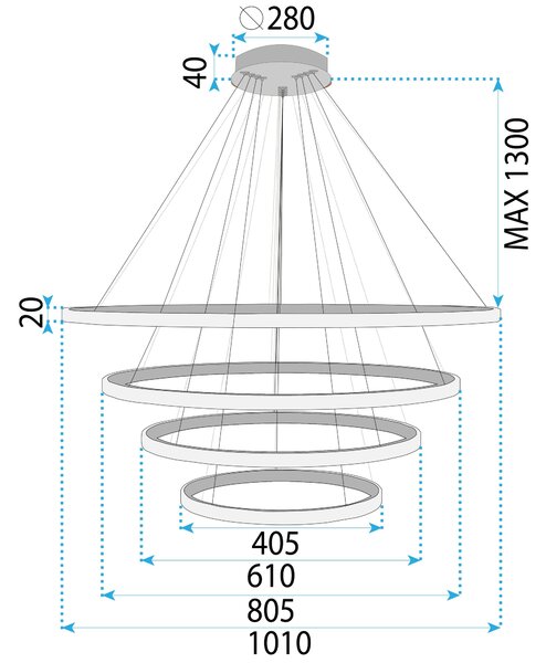 Toolight Rea, Závěsná lampa LHJ009-CP4 GOLD, OSW-50072