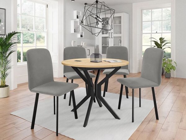 Malý kulatý jídelní stůl 90 cm DIAMENT 1 - dub kraft zlatý / černý