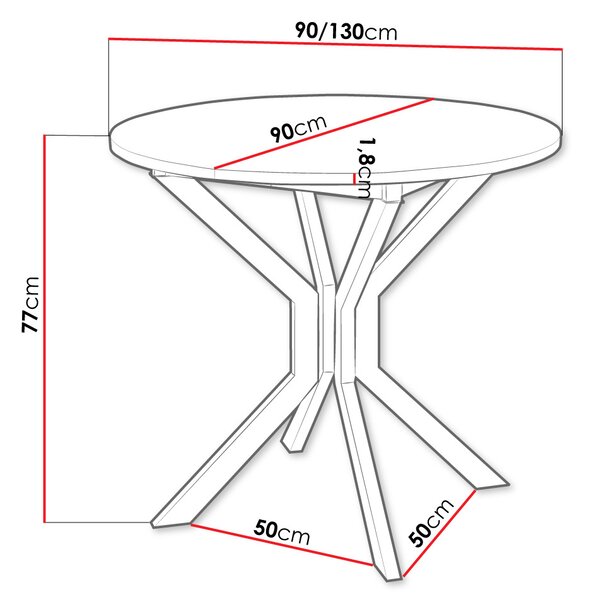 Malý kulatý jídelní stůl 90 cm DIAMENT 1 - dub kraft zlatý / černý