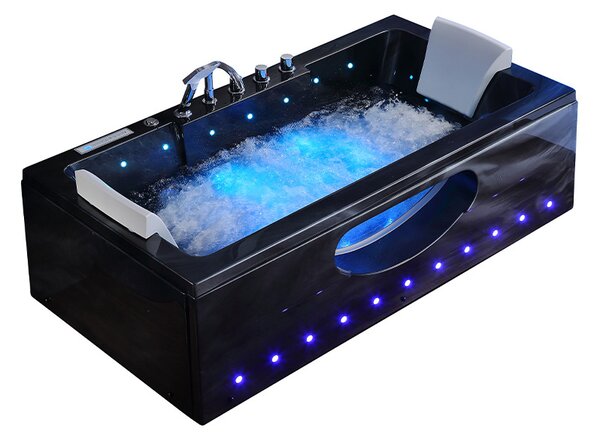BPS-koupelny Hydromasážní vana HYD-IR933C-BL 170x84 ČERNÝ MRAMOR s ohřevem vody