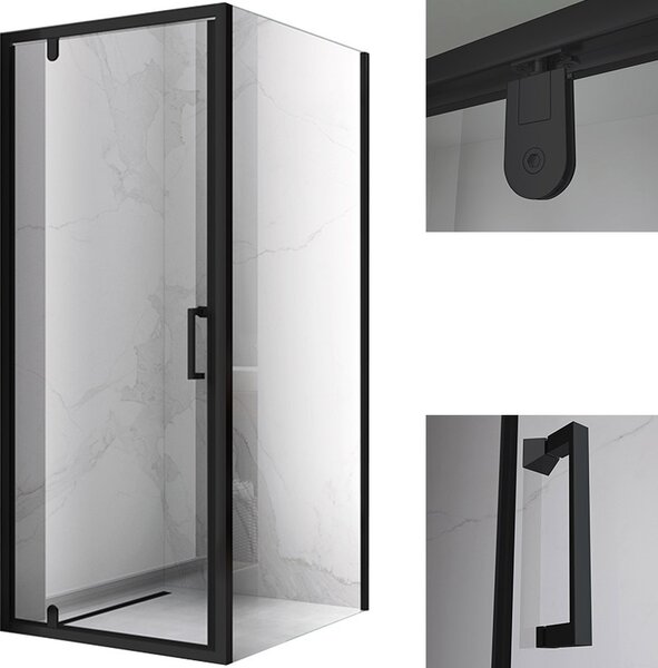 BPS-koupelny Čtvercový sprchový kout HYD-SK04C 90x90 černá/transparent + vanička HYD-SSV-SSV-RIKO černá
