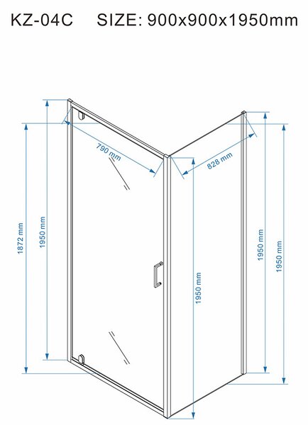 BPS-koupelny Čtvercový sprchový kout HYD-SK04C 90x90 černá/transparent + vanička HYD-SSV-SSV-RIKO černá