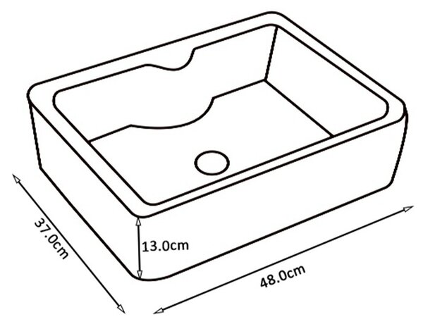 BPS-koupelny Keramické umyvadlo na desku HYD-EE-BL-480 48x37 cm, černé lesklé