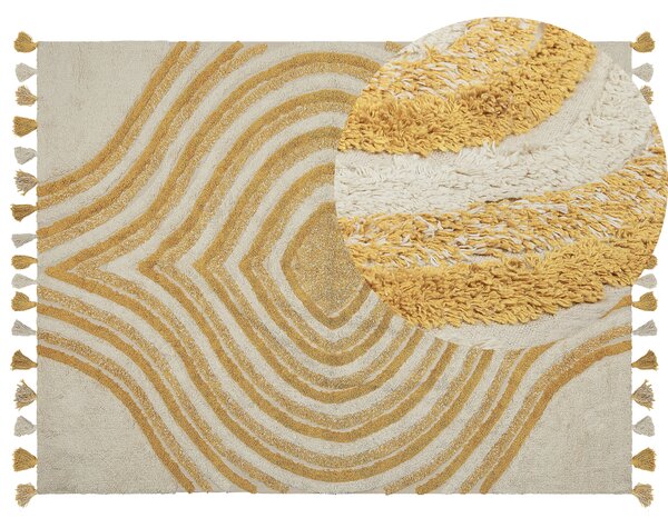 Bavlněný koberec 160 x 230 cm béžový/ žlutý BINGOL