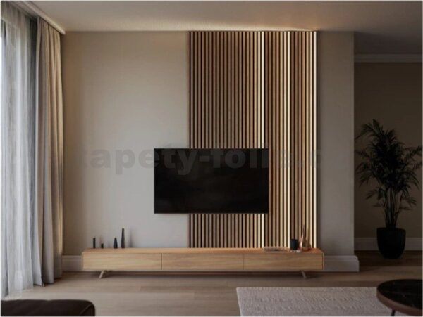 Akustické dekorační panely 7 lamel LED, dub saragossa 3D lamely na filcovém podkladu, rozměr 270 x 30 cm, IMPOL TRADE