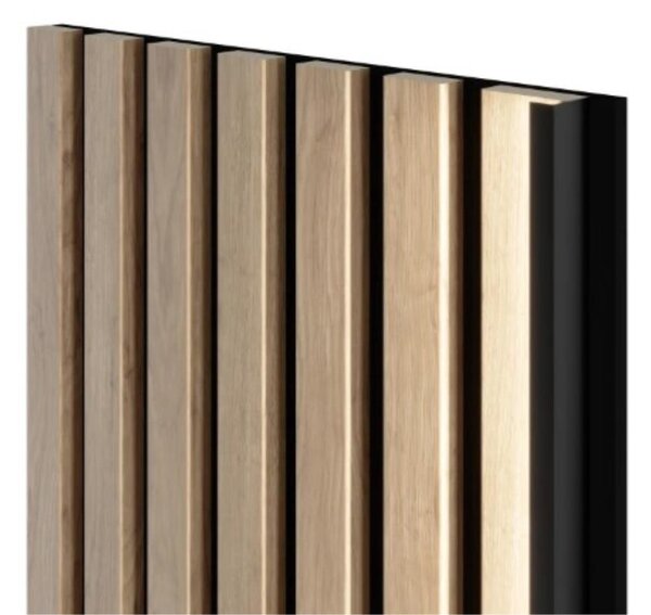 Akustické dekorační panely 7 lamel LED, dub saragossa 3D lamely na filcovém podkladu, rozměr 270 x 30 cm, IMPOL TRADE