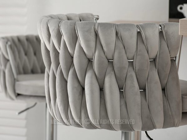 Designová barová židle KRISMAR - šedá / chrom