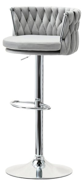 Designová barová židle KRISMAR - šedá / chrom