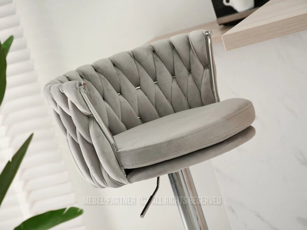 Designová barová židle KRISMAR - šedá / chrom
