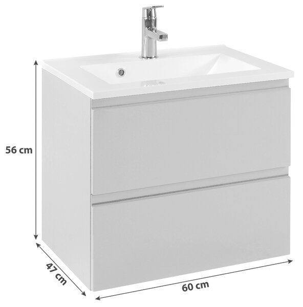SKŘÍŇKA S UMYVADLEM, barvy grafitu, šedá, 60/56/47 cm Held - Koupelnové série, Online Only