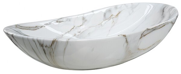 BPS-koupelny Keramické umyvadlo na desku HYD-LI-MAR1-625 62,5x36 cm, bílý mramor