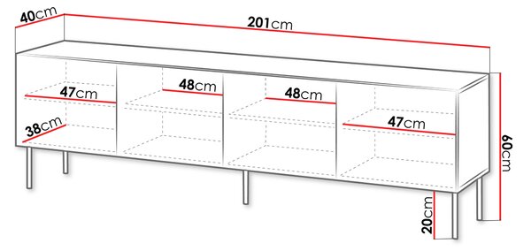 Široký stolek pod TV KERENS - matný béžový