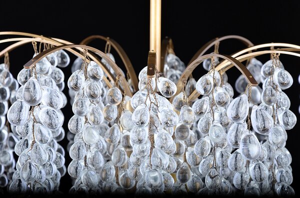DBK GLASS Designový lustr zdobený skleněnými hrozny z čirého křišťálového skla (barva č. 4) - ANTIK mosazný 7220-3-PT-clear-grapes-gloss