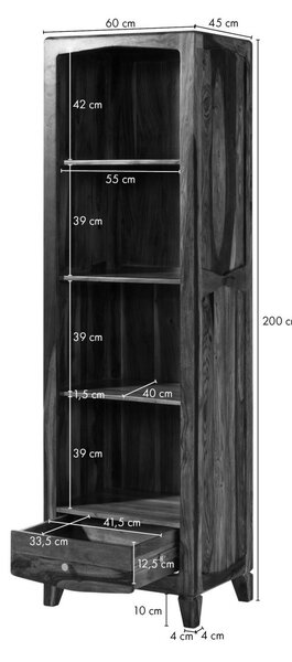 ANCONA Police Palisandr 60x45x200 tmavá, hnědá, lakovaná