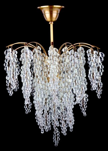 DBK GLASS Designový lustr zdobený skleněnými hrozny z čirého křišťálového skla (barva č. 4) - ANTIK mosazný 7220-3-PT-clear-grapes-gloss