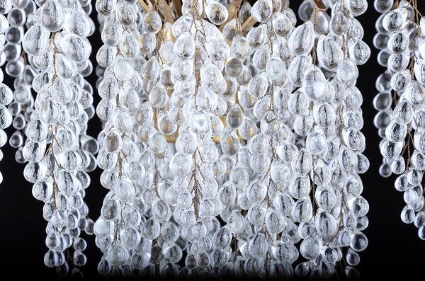DBK GLASS Designový lustr zdobený skleněnými hrozny z čirého křišťálového skla (barva č. 4) - ANTIK mosazný 7220-3-PT-clear-grapes-gloss