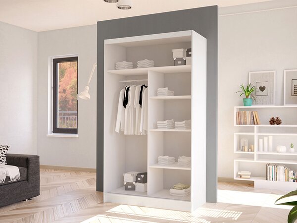 Úzká zrcadlová šatní skříň 100 cm ARAPO 3 - bílá