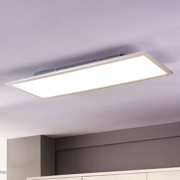 Lindby LED panel Livel, 4000K, 80 cm x 30 cm, stříbrný, kovový, Hliník / šedá / zinek, Kuchyň, Plast, Moderní