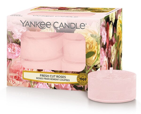 Yankee Candle růžové vonné čajové svíčky Fresh Cut Roses