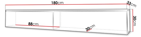 TV stolek s LED osvětlením 180 cm WILLA D - černý grafit 2