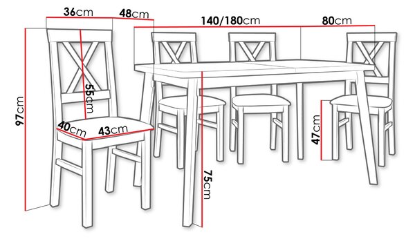 Jídelní sestava s rozkládacím stolem 4+1 ADELBITE 12 - kašmír / antracitová
